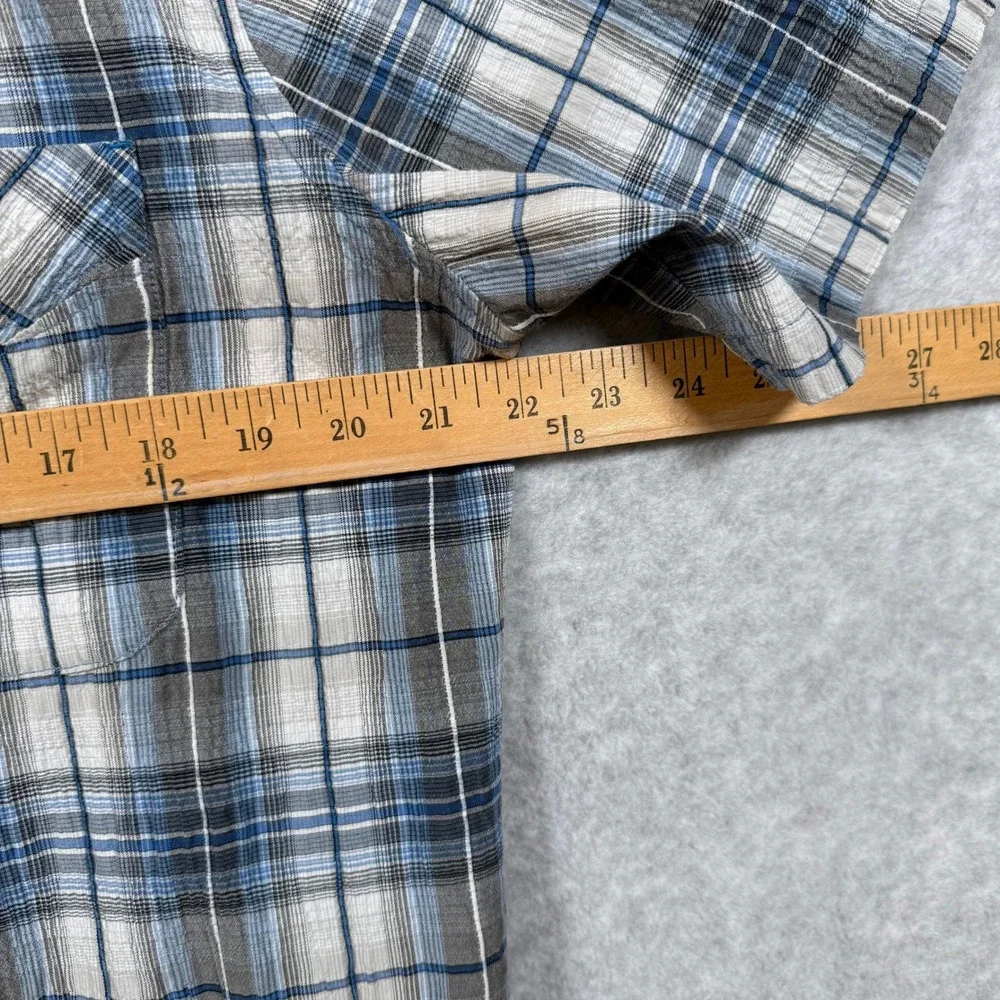 Kuhl Mens Large Blue Grey Plaid Short Sleeve Button Down Mountain Shirt Cotton - Picture 8 of 16